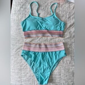 SHEIN Turquoise and Multicolor Bikini Set